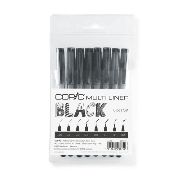 Produktbild: Copic Skizzen- und Zeichenstifte Multiliner schwarz 8 St&uuml;ck