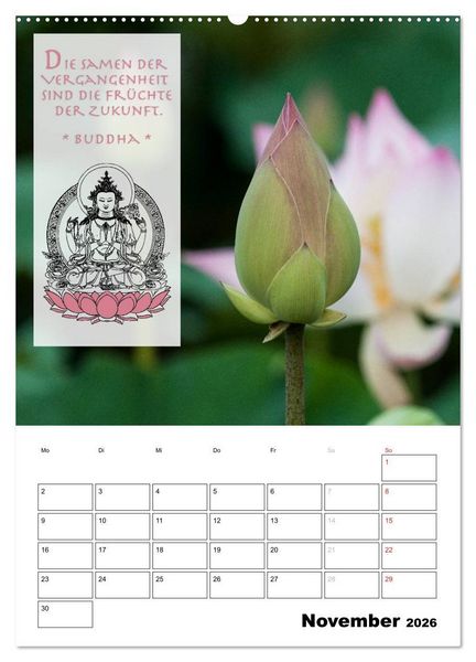 Produktbild: BUDDHAS ZITATE Buddhistische Weisheiten (Wandkalender 2026 DIN A2 hoch), CALVENDO Monatskalender