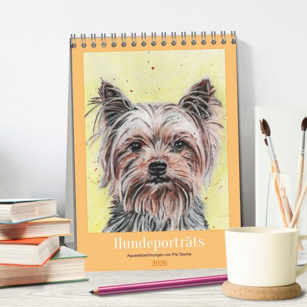 Produktbild: Hundeportr&auml;ts - Aquarellzeichnungen von Pia Tasche (Tischkalender 2026 DIN A5 hoch), CALVENDO Monatskalender