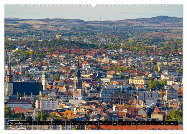 Produktbild: Halle an der Saale von oben (Wandkalender 2026 DIN A2 quer), CALVENDO Monatskalender