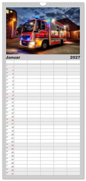 Produktbild: Familienplaner 2027 - Feuerwehr und Rettungsdienst mit 5 Spalten (Wandkalender, 21 x 45 cm) CALVENDO