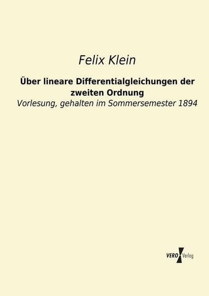 Produktbild: &Uuml;ber lineare Differentialgleichungen der zweiten Ordnung