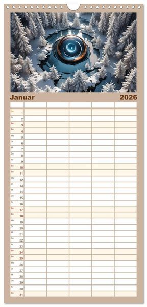 Produktbild: Familienplaner 2026 - Portale in fremde Welten - Mystische Pforten mit 5 Spalten (Wandkalender, 21 x 45 cm) CALVENDO