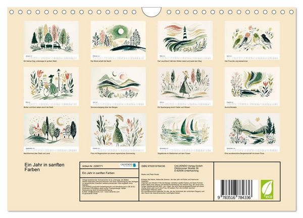 Produktbild: Ein Jahr in sanften Farben (Wandkalender 2027 DIN A4 quer), CALVENDO Monatskalender