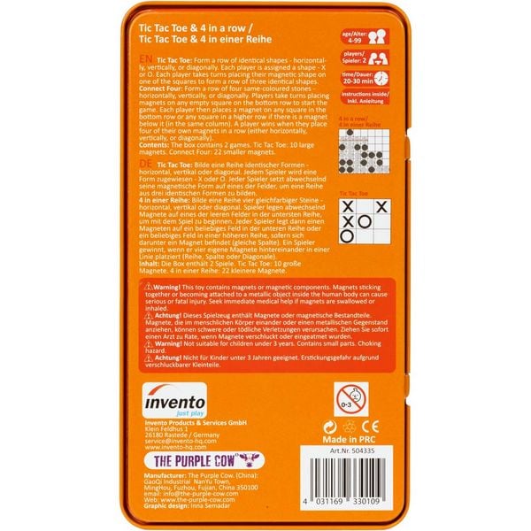 Produktbild: Magnetspiel Tic Tac Toe & 4 in einer Reihe Metalldose