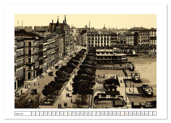 Produktbild: Hamburg: Die Hafenstadt auf historischen Stichen (Wandkalender 2026 DIN A2 quer), CALVENDO Monatskalender