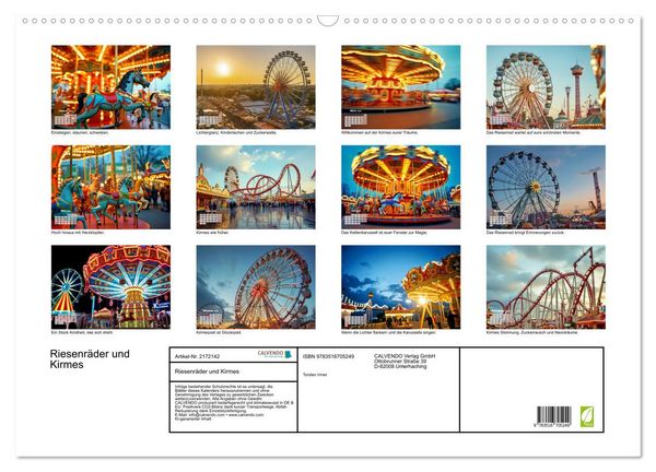 Produktbild: Riesenr&auml;der und Kirmes (Wandkalender 2026 DIN A2 quer), CALVENDO Monatskalender