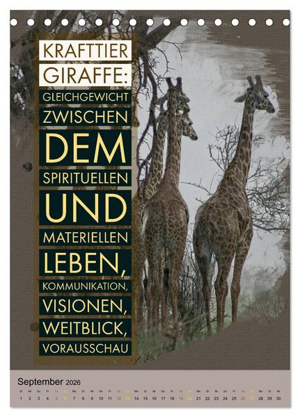 Produktbild: Afrikanische Krafttiere und deren Bedeutung (Tischkalender 2026 DIN A5 hoch), CALVENDO Monatskalender
