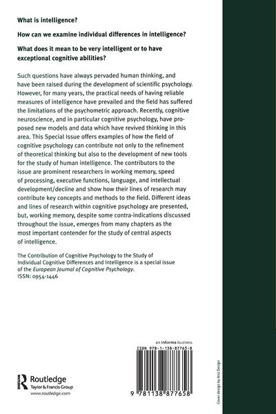 Produktbild: The Contribution of Cognitive Psychology to the Study of Individual Cognitive Differences and Intelligence
