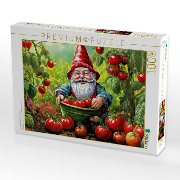 Produktbild: CALVENDO Puzzle Ein Wichtel bei der Tomatenernte | 1000 Teile Lege-Gr&ouml;&szlig;e 64x48cm Foto-Puzzle f&uuml;r gl&uuml;ckliche Stunden