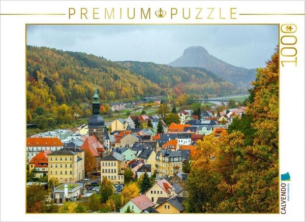 Produktbild: CALVENDO Puzzle Blick &uuml;ber Bad Schandau in Richtung des Tafelberges Lilienstein | 1000 Teile Lege-Gr&ouml;&szlig;e 64x48cm Foto-Puzzle f&uuml;r gl&uuml;ckliche Stunden