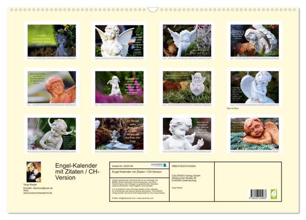 Produktbild: Engel-Kalender mit Zitaten / CH-Version (Wandkalender 2026 DIN A2 quer), CALVENDO Monatskalender