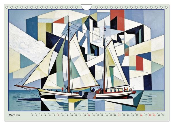 Produktbild: Segelschiffe im Stil des Kubismus (Wandkalender 2027 DIN A4 quer), CALVENDO Monatskalender