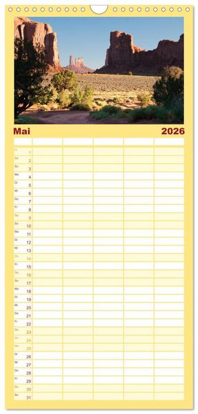 Produktbild: Familienplaner 2026 - Monument Valley mit 5 Spalten (Wandkalender, 21 x 45 cm) CALVENDO