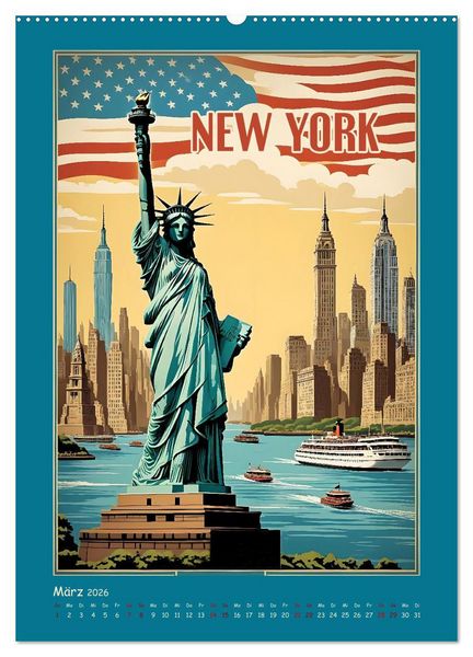 Produktbild: City Travel Poster - nostalgische St&auml;dtereise um die Welt (hochwertiger Premium Wandkalender 2026 DIN A2 hoch), Kunstdruck in Hochglanz