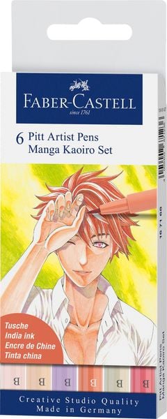Produktbild: Faber-Castell Tuschestifte Pitt Artist Pens Manga Kaoiro, 6er Etui