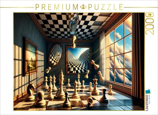 CALVENDO Puzzle Schachgeflüster im Raum der Illusionen: Das Spiel, das Realität verbiegt | 2000 Teile Lege-Größe 90x67cm Foto-Puzzle für glückliche