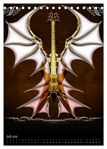 Produktbild: Heroische Gitarren (Tischkalender 2026 DIN A5 hoch), CALVENDO Monatskalender
