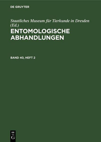 Produktbild: Entomologische Abhandlungen. Band 40, Heft 2