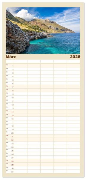 Produktbild: Familienplaner 2026 - Traumk&uuml;sten: Eine Maritime Reise um die Welt mit 5 Spalten (Wandkalender, 21 x 45 cm) CALVENDO