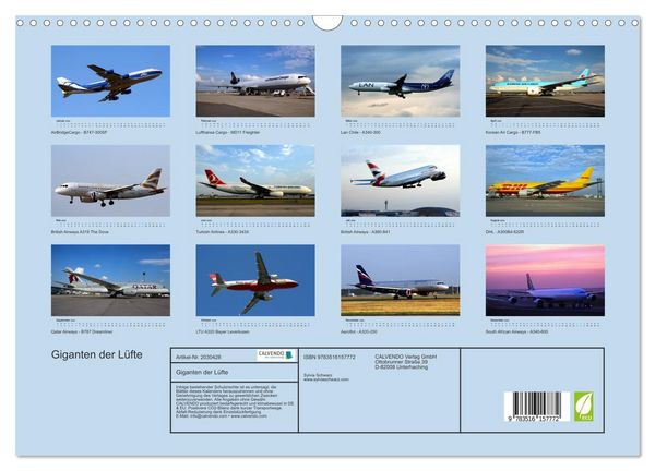 Produktbild: Giganten der L&uuml;fte (Wandkalender 2026 DIN A3 quer), CALVENDO Monatskalender