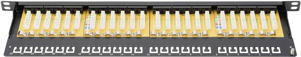 'Digitus DN-91624U-SL-SH 24 Port Netzwerk-Patchpanel 483mm (19') CAT 6 0.5 HE Bestückt'