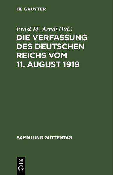 Produktbild: Die Verfassung des Deutschen Reichs vom 11. August 1919