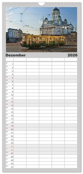 Produktbild: Familienplaner 2026 - Durch die Welt mit der Stra&szlig;enbahn mit 5 Spalten (Wandkalender, 21 x 45 cm) CALVENDO