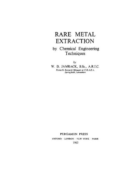 Produktbild: Rare Metal Extraction by Chemical Engineering Techniques