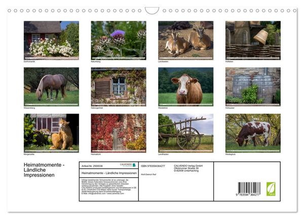 Produktbild: Heimatmomente - L&auml;ndliche Impressionen (Wandkalender 2027 DIN A3 quer), CALVENDO Monatskalender
