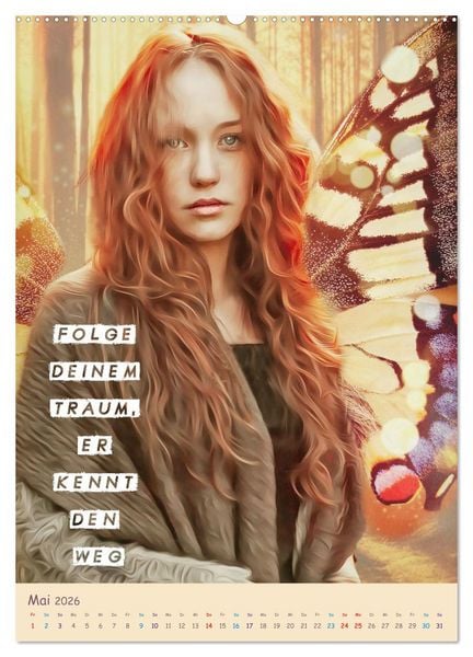 Produktbild: Traum Spruchkalender - Artwork (Wandkalender 2026 DIN A2 hoch), CALVENDO Monatskalender