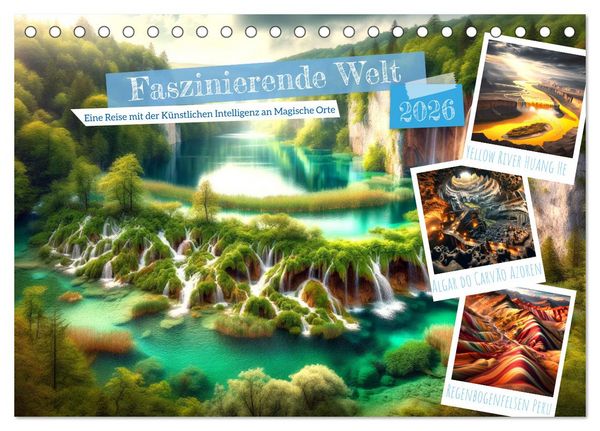 Faszinierende Welt: Eine Reise mit der Künstlichen Intelligenz an Magische Orte (Tischkalender 2026 DIN A5 quer), CALVENDO Monatskalender