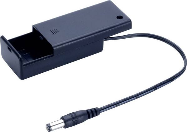 Produktbild: TRU COMPONENTS SBH-9VAS+DC PLUG Batteriehalter 1x 9V Block Klinkenstecker