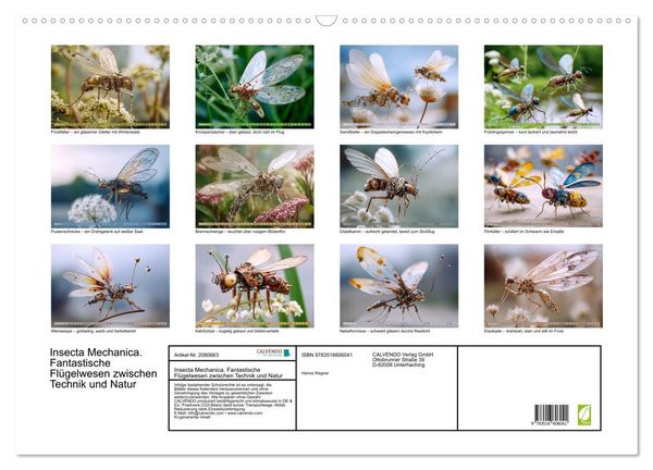 Produktbild: Insecta Mechanica. Fantastische Fl&uuml;gelwesen zwischen Technik und Natur (Wandkalender 2026 DIN A2 quer), CALVENDO Monatskalender