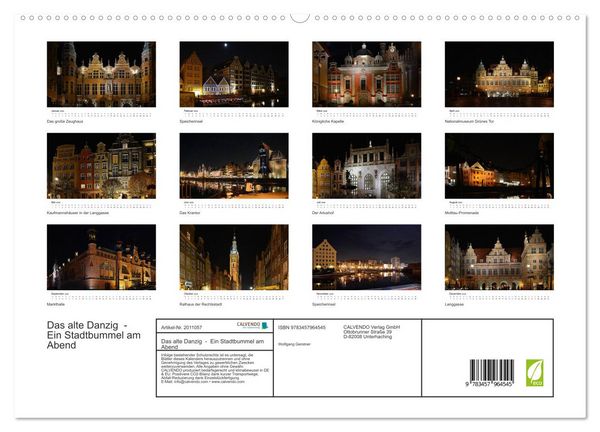 Produktbild: Das alte Danzig - Ein Stadtbummel am Abend (hochwertiger Premium Wandkalender 2026 DIN A2 quer), Kunstdruck in Hochglanz
