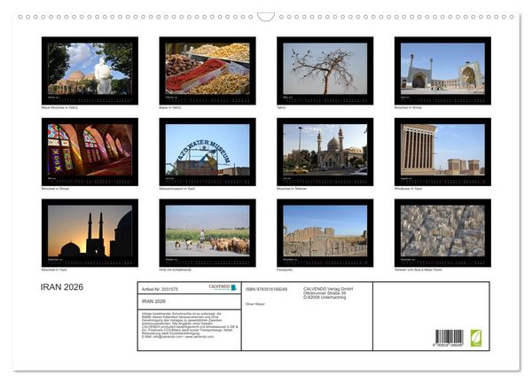 Produktbild: IRAN 2026 (Wandkalender 2026 DIN A2 quer), CALVENDO Monatskalender