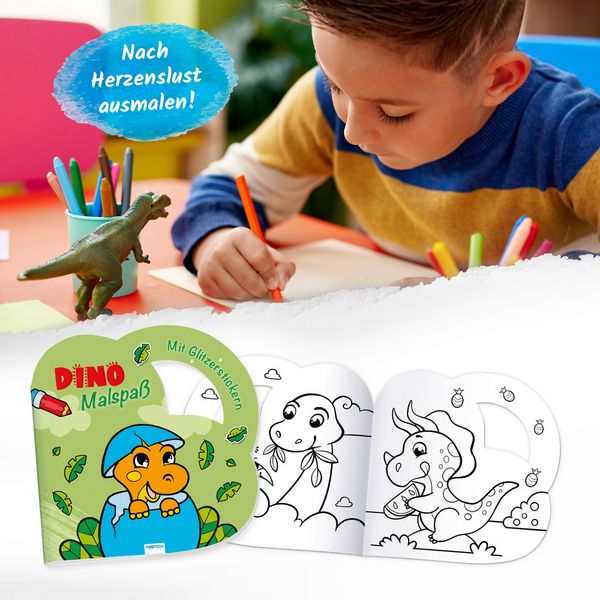 Produktbild: Tr&ouml;tsch Malbuch Stickermalbuch Dino Malspa&szlig;