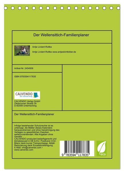 Produktbild: Der Wellensittich-Familienplaner (Tischkalender 2027 DIN A5 hoch), CALVENDO Monatskalender