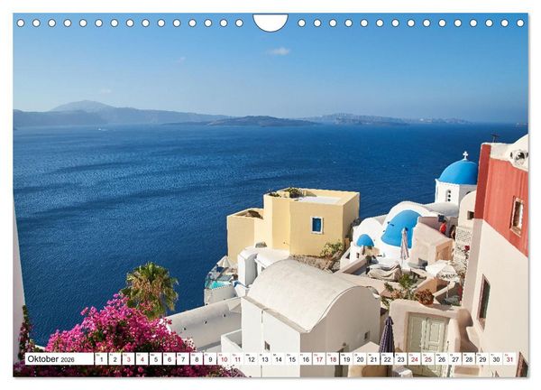 Produktbild: Santorini - Strahlendes Wei&szlig; an der Caldera (Wandkalender 2026 DIN A4 quer), CALVENDO Monatskalender