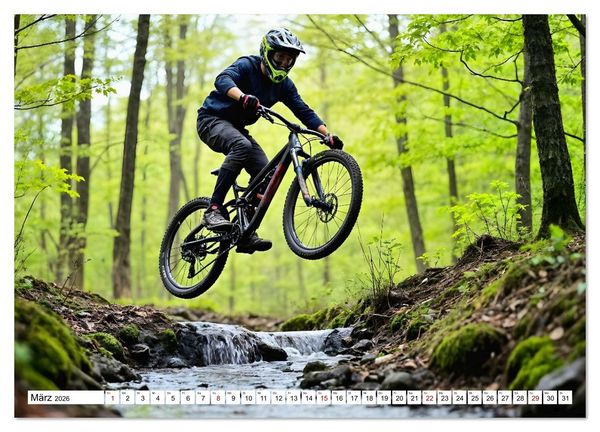 Produktbild: Elemental Ride. Mountainbike-Action durch Schnee, Matsch, Sonne und Laub (Wandkalender 2026 DIN A2 quer), CALVENDO Monatskalender