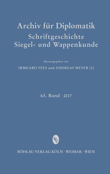 Produktbild: Archiv f&uuml;r Diplomatik, Schriftgeschichte, Siegel- und Wappenkunde