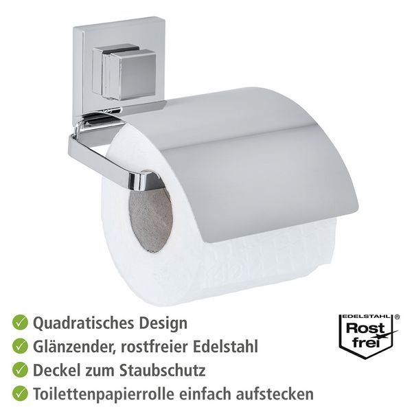 Produktbild: Vacuum-Loc&reg; Edelstahl Toilettenpapierhalter Cover Mod. Quadro, Befestigen ohne bohren