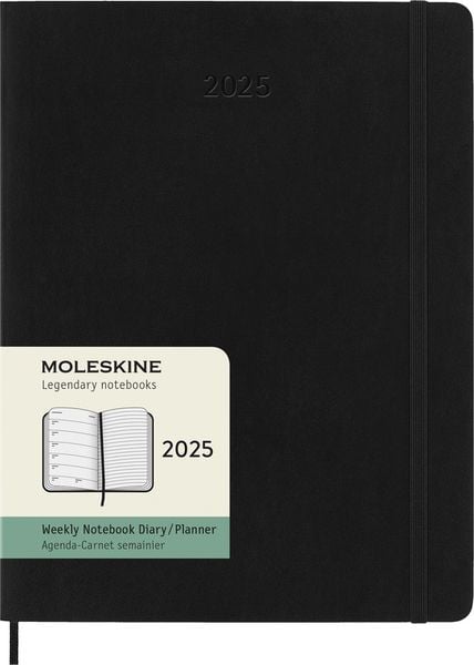 Moleskine 12 Monate Wochen Notizkalender 2025, XL, Weicher Einband, Schwarz