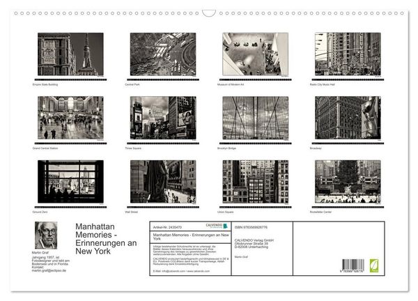 Produktbild: Manhattan Memories - Erinnerungen an New York (Wandkalender 2027 DIN A2 quer), CALVENDO Monatskalender