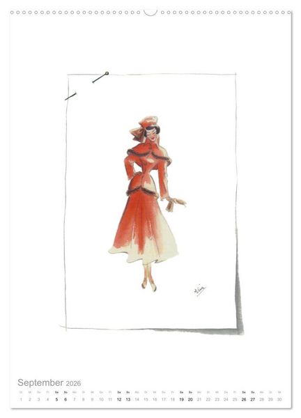 Produktbild: FIGURINEN 2026 - Modedesign von 1949 - Zeichnungen von Elina Ruffinengo (hochwertiger Premium Wandkalender 2026 DIN A2 hoch), Kunstdruck in Hochglanz