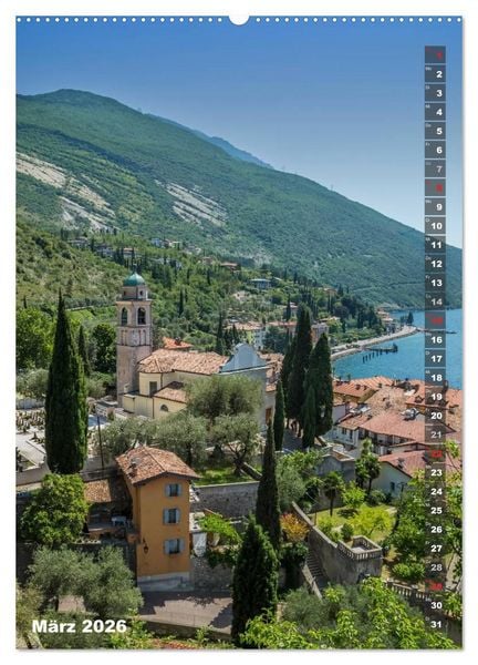 Produktbild: IDYLLISCHER GARDASEE Riva del Garda und Torbole (hochwertiger Premium Wandkalender 2026 DIN A2 hoch), Kunstdruck in Hochglanz