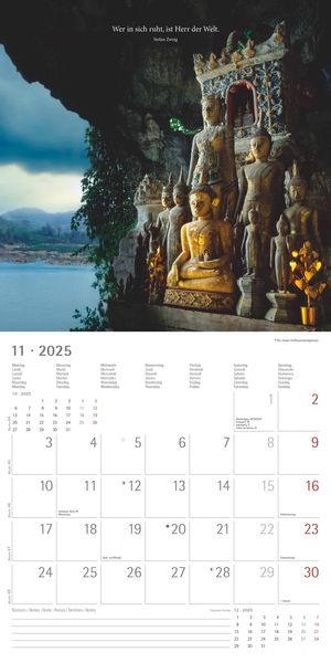 'Meditation 2025 - Broschürenkalender 30x30 cm (30x60 geöffnet) - Kalender mit Platz für Notizen 