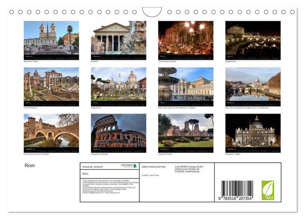 Produktbild: Rom (Wandkalender 2026 DIN A4 quer), CALVENDO Monatskalender
