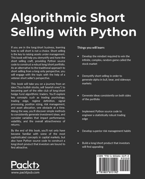 Produktbild: Algorithmic Short Selling with Python