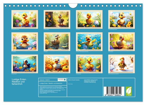 Produktbild: Lustige Enten. Niedlich und farbenfroh (Wandkalender 2026 DIN A4 quer), CALVENDO Monatskalender